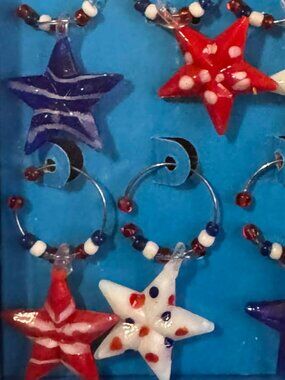 NOS 12 Vintage Patriotic Wine Glass Charms